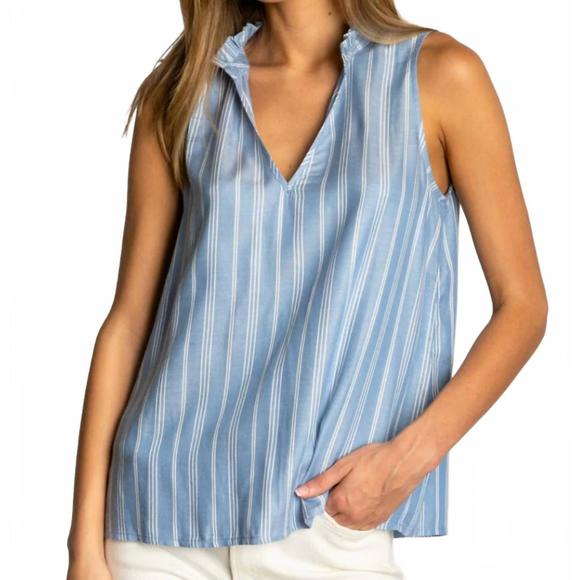 NEW DYLAN leigh stripe sleeveless top in blue - Picture 1 of 2